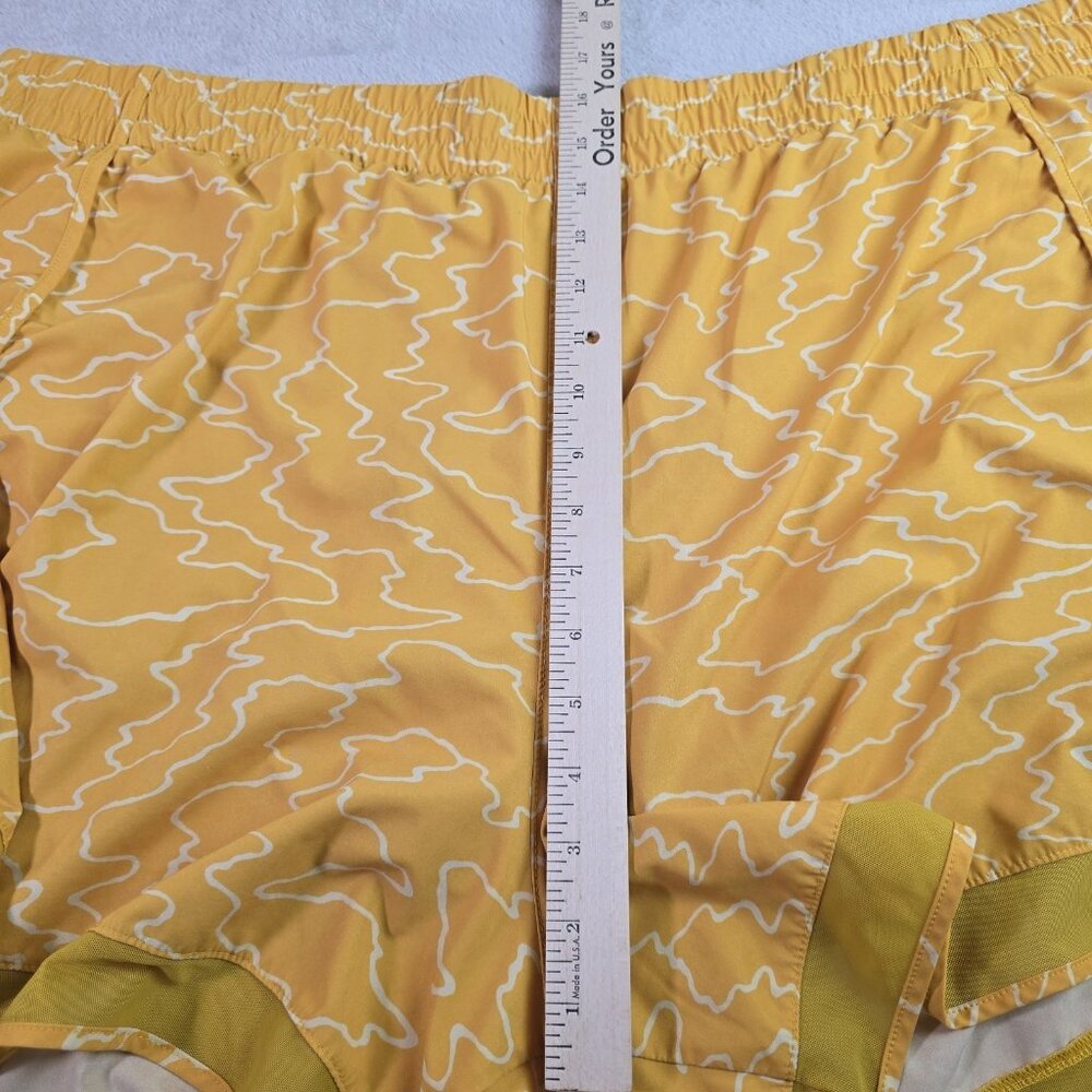 Athleta Womens 3X Running Shorts Printed MESH Racer RUN Yellow Athletic Lined - Picture 15 of 16